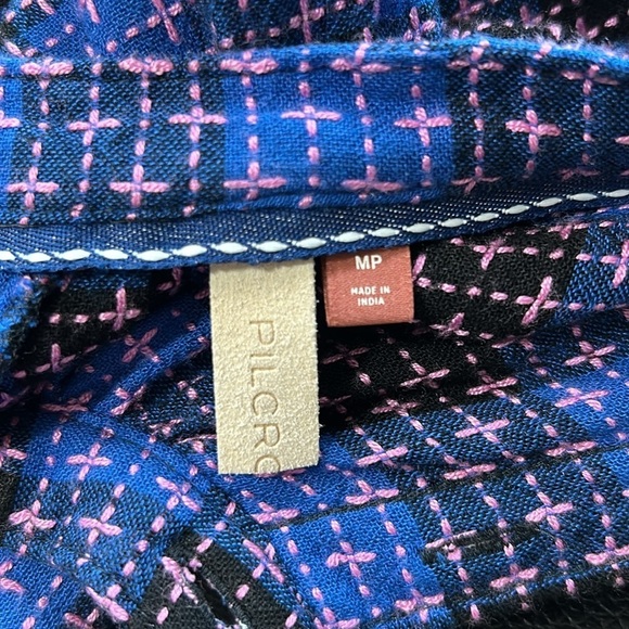 Anthropologie Pilcro Femme Plaid Buttondown Blue Pink Shirt Top Sz M Petite - Picture 12 of 16